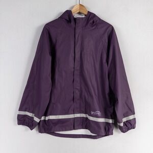 Granyte Storm Gear Kids Rain Jacket Y-XL Purple Reflective Hooded Outerwear